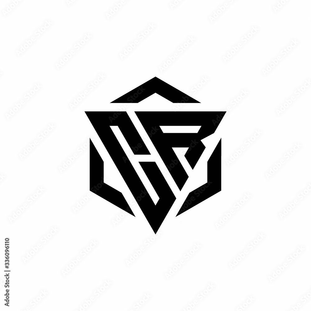 CR Logo monogram with triangle and hexagon modern design template CR Logo monogram with triangle and hexagon modern design template