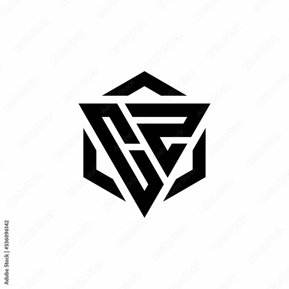 CZ Logo monogram with triangle and hexagon modern design template CZ Logo monogram with triangle and hexagon modern design template