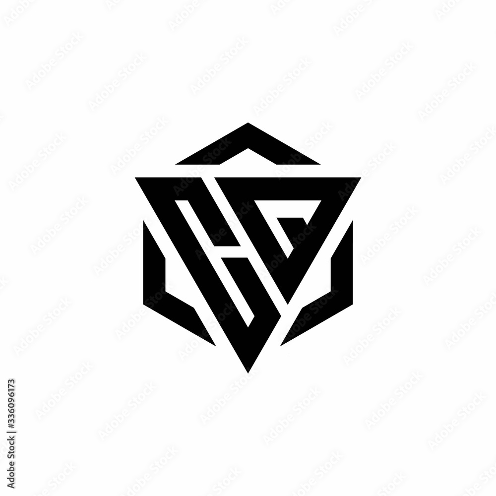 CQ Logo monogram with triangle and hexagon modern design template CQ Logo monogram with triangle and hexagon modern design template