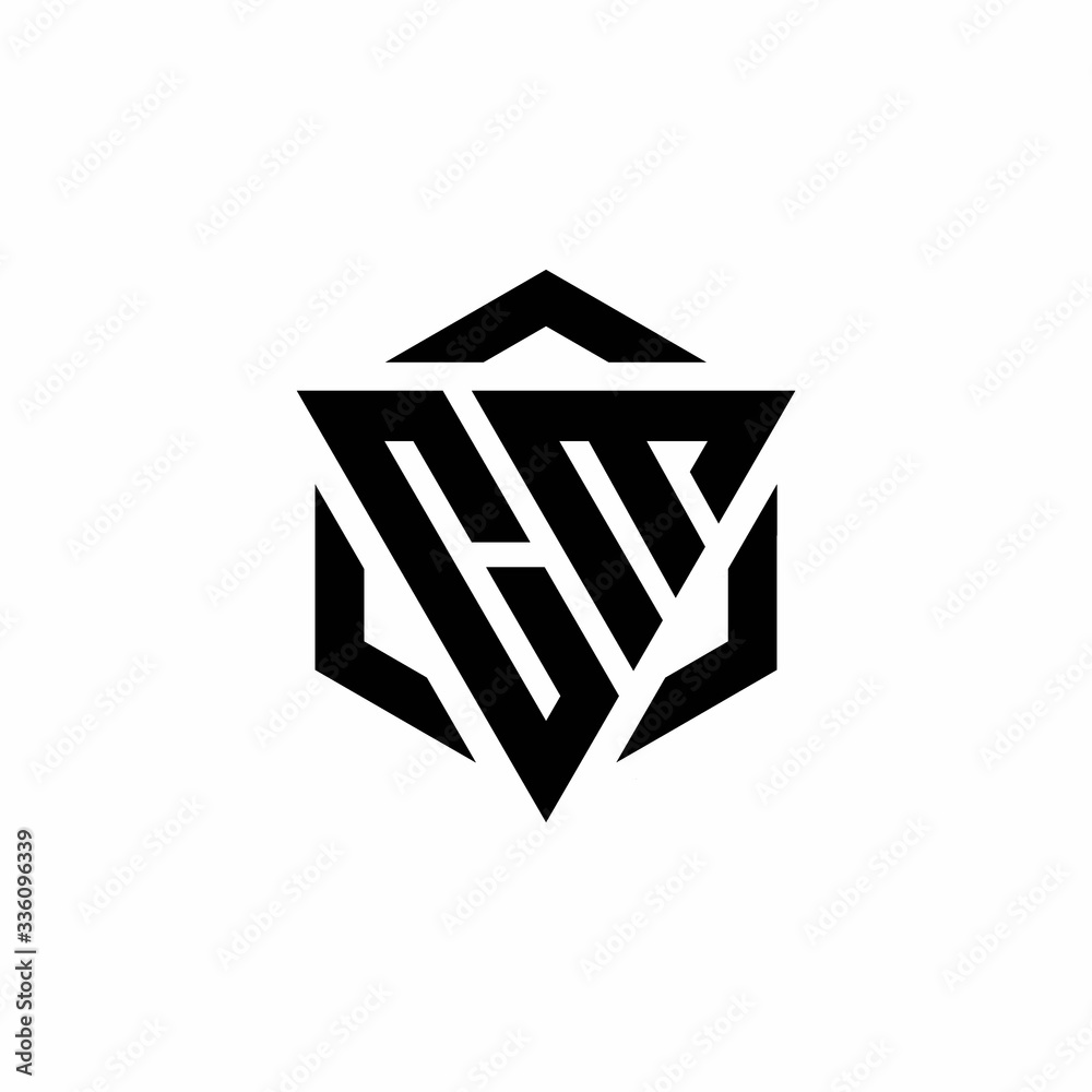 CM Logo monogram with triangle and hexagon modern design template CM Logo monogram with triangle and hexagon modern design template