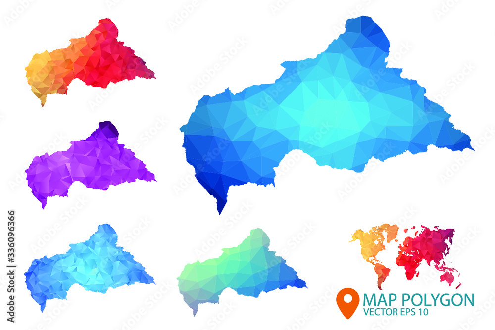 Central African republic Map - Set of geometric rumpled triangular low poly style gradient graphic background , Map world polygonal design for your . Vector illustration eps 10.