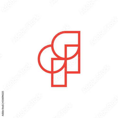 letter qq simple geometric linear abstract logo vector