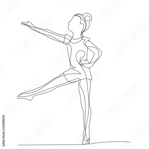 vector  isolated  drawing  one line girl dancing dance