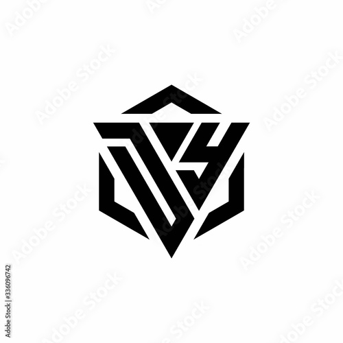 DY Logo monogram with triangle and hexagon modern design template