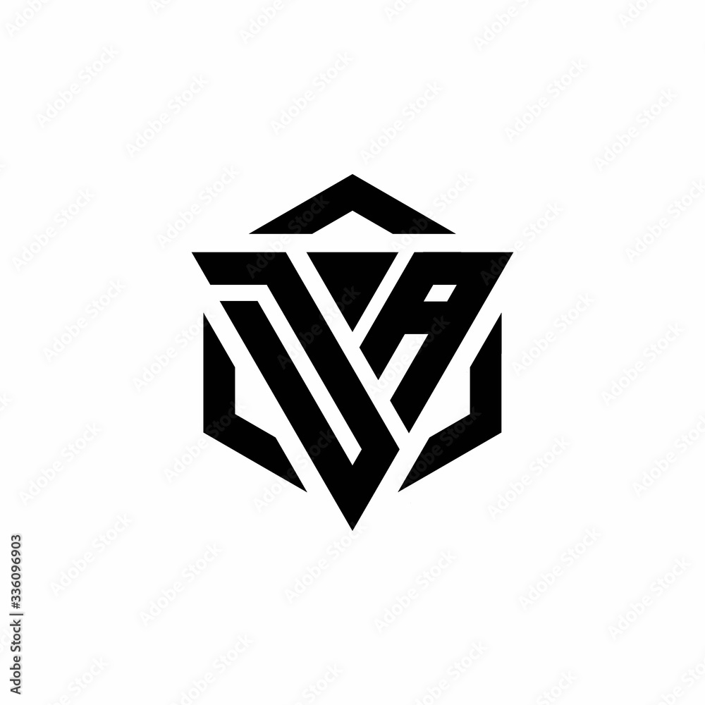 DA Logo monogram with triangle and hexagon modern design template