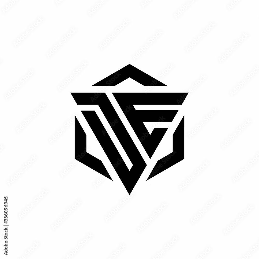 DE Logo monogram with triangle and hexagon modern design template DE Logo monogram with triangle and hexagon modern design template