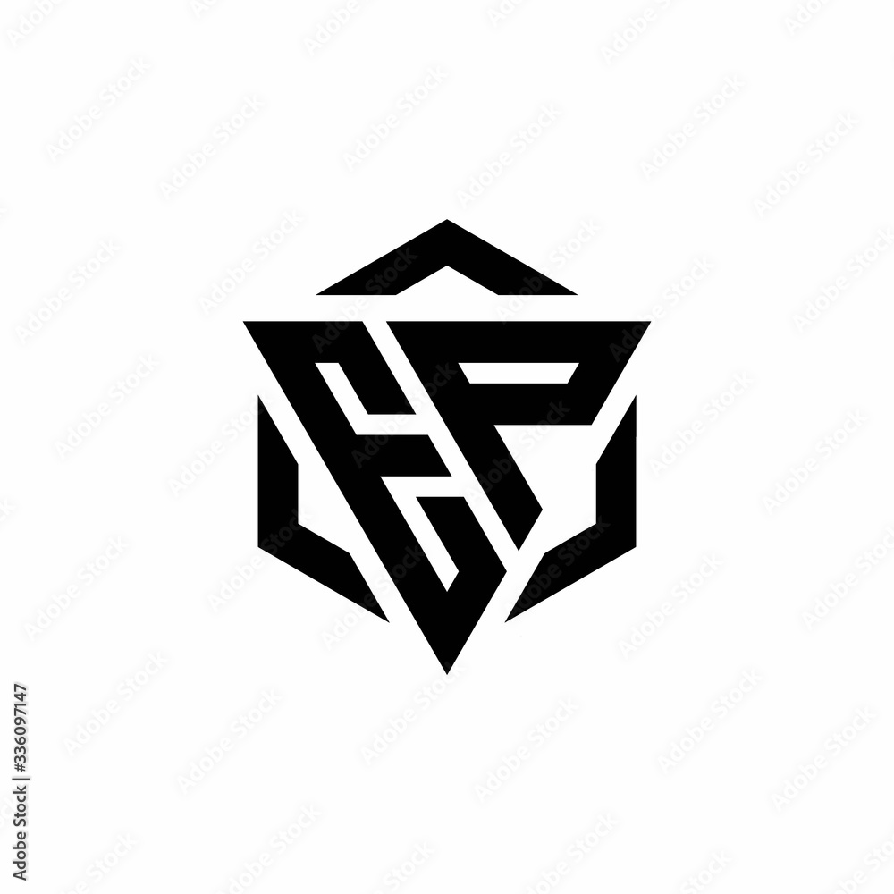 EP Logo monogram with triangle and hexagon modern design template