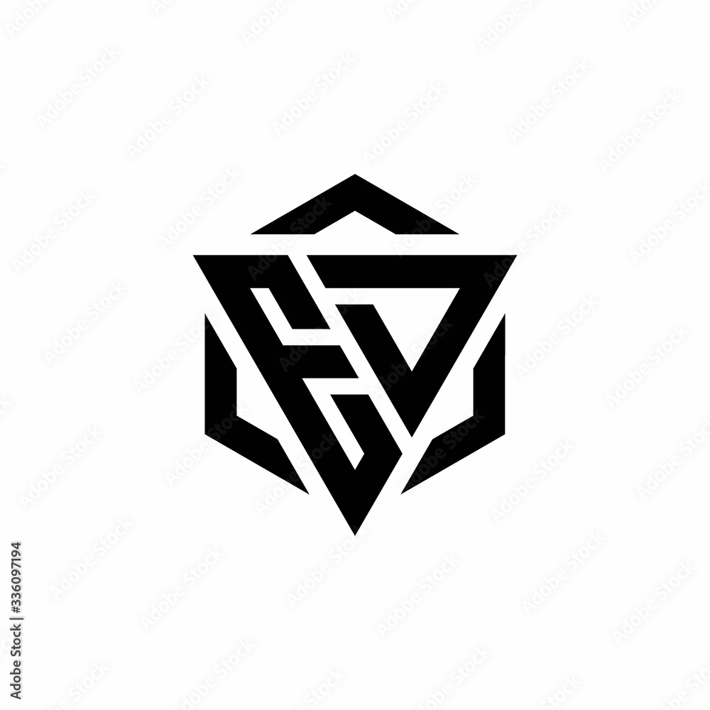 ED Logo monogram with triangle and hexagon modern design template ED Logo monogram with triangle and hexagon modern design template