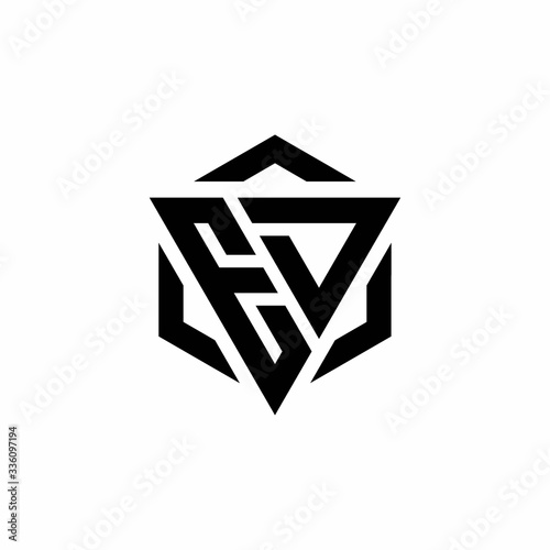 ED Logo monogram with triangle and hexagon modern design template
