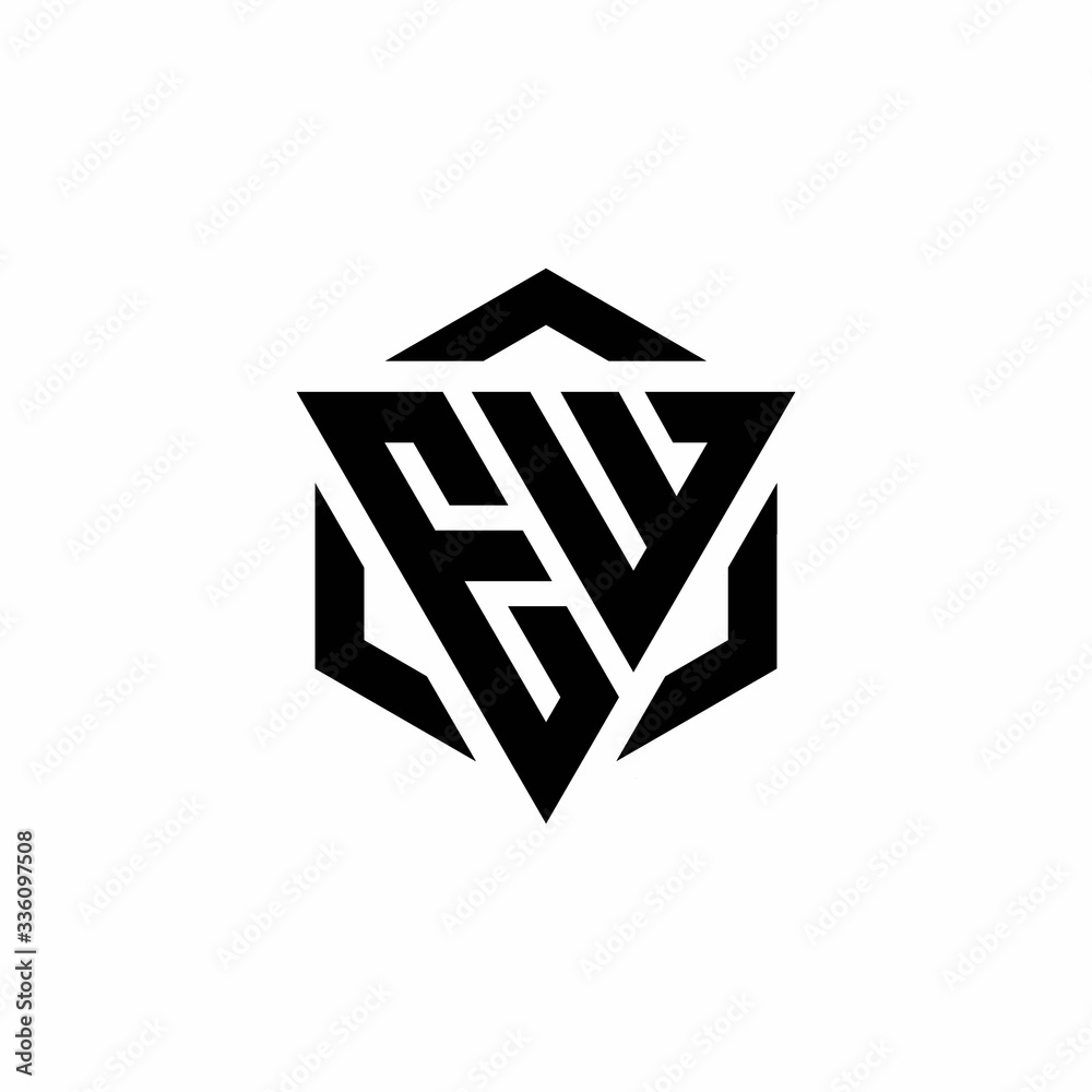 EW Logo monogram with triangle and hexagon modern design template EW Logo monogram with triangle and hexagon modern design template