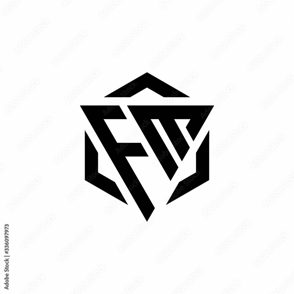 FM Logo monogram with triangle and hexagon modern design template FM Logo monogram with triangle and hexagon modern design template