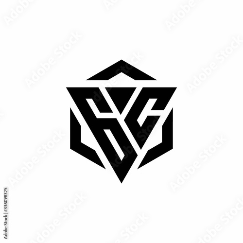 GC Logo monogram with triangle and hexagon modern design template