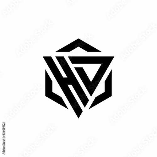 HD Logo monogram with triangle and hexagon modern design template
