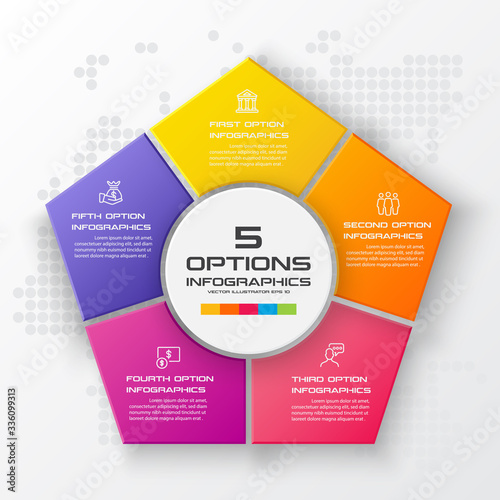 Pentagon element for infographic,Business concept with 5 options,Vector illustration.
