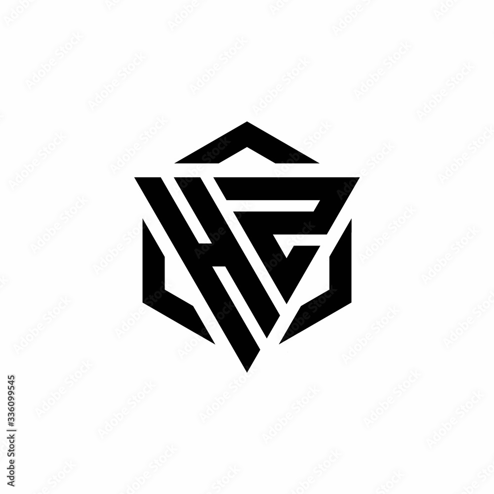 HZ Logo monogram with triangle and hexagon modern design template HZ Logo monogram with triangle and hexagon modern design template