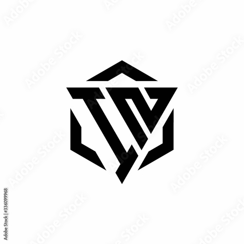 IN Logo monogram with triangle and hexagon modern design template