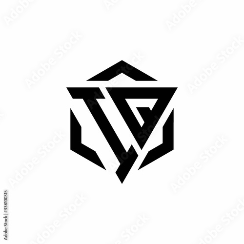 IQ Logo monogram with triangle and hexagon modern design template