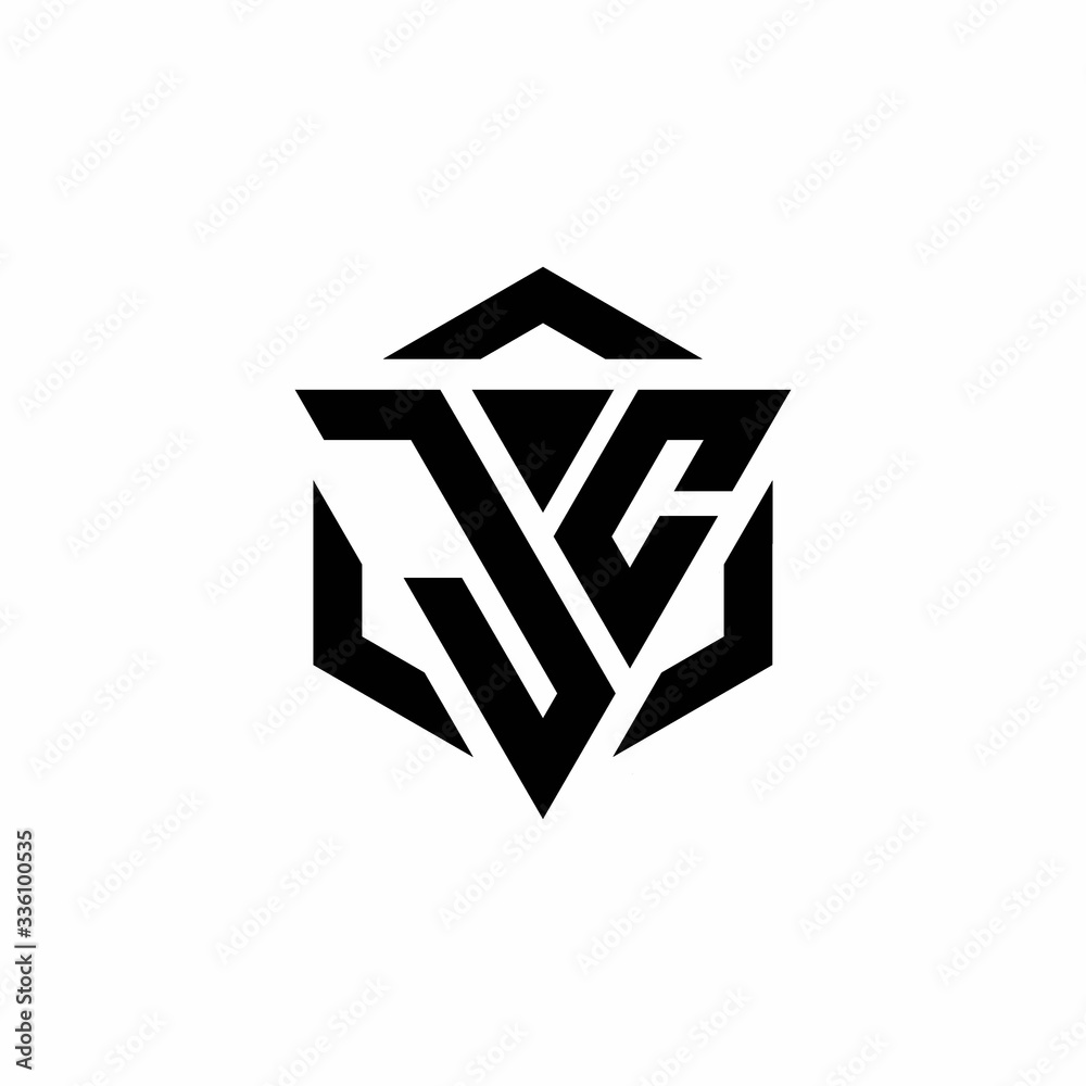 JC Logo monogram with triangle and hexagon modern design template JC Logo monogram with triangle and hexagon modern design template