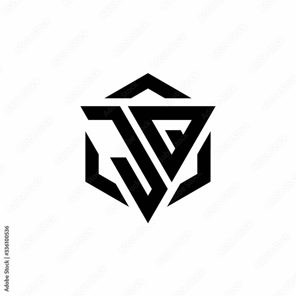 JQ Logo monogram with triangle and hexagon modern design template JQ Logo monogram with triangle and hexagon modern design template