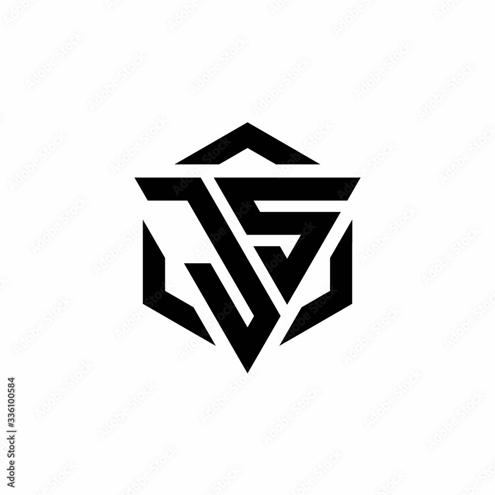JS Logo monogram with triangle and hexagon modern design template JS Logo monogram with triangle and hexagon modern design template
