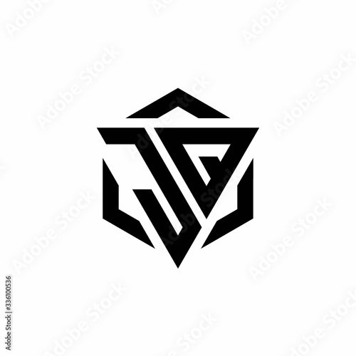 JQ Logo monogram with triangle and hexagon modern design template