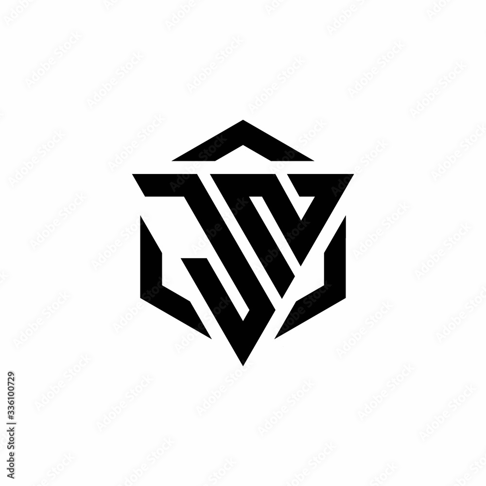 JN Logo monogram with triangle and hexagon modern design template JN Logo monogram with triangle and hexagon modern design template