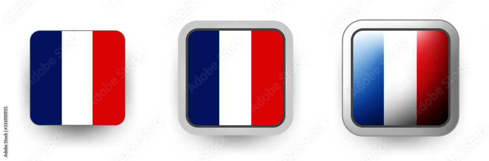 6 France vector icons button shield and gear, flat and volumetric style in flag colors blue, red, white for flyer any holiday design or poster 6 France vector icons button shield and gear, flat and volumetric style in flag colors blue, red, white for flyer any holiday design or poster