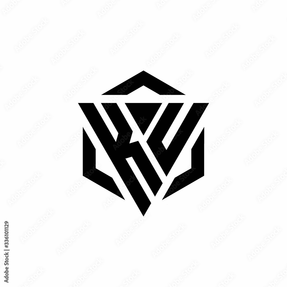 KU Logo monogram with triangle and hexagon modern design template KU Logo monogram with triangle and hexagon modern design template