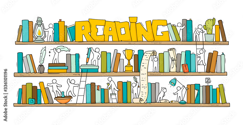 Sketch of people teamwork, books Sketch of people teamwork, books