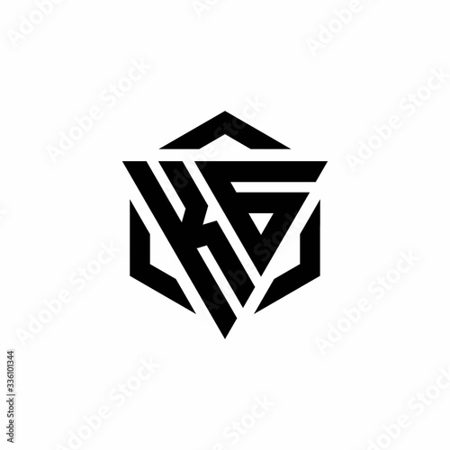 KG Logo monogram with triangle and hexagon modern design template