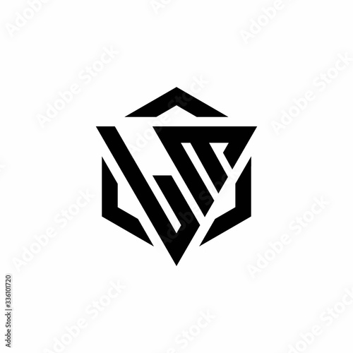 LM Logo monogram with triangle and hexagon modern design template