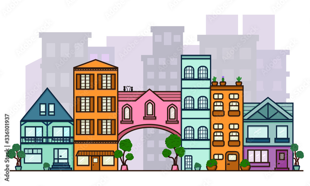 Vector illustration. building. structure. city street