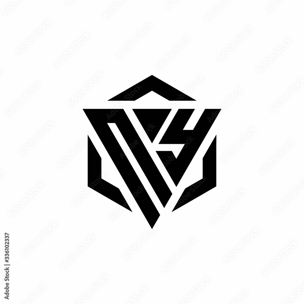 NY Logo monogram with triangle and hexagon modern design template NY Logo monogram with triangle and hexagon modern design template
