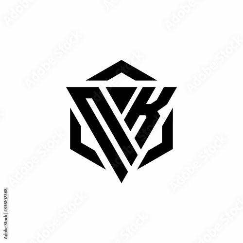 NK Logo monogram with triangle and hexagon modern design template