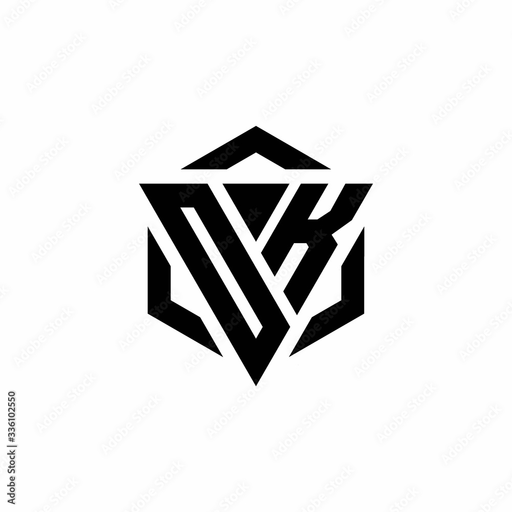 OK Logo monogram with triangle and hexagon modern design template OK Logo monogram with triangle and hexagon modern design template