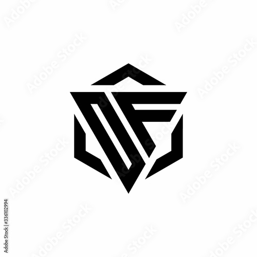 OF Logo monogram with triangle and hexagon modern design template