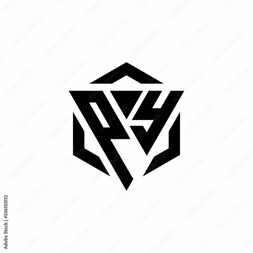 PY Logo monogram with triangle and hexagon modern design template