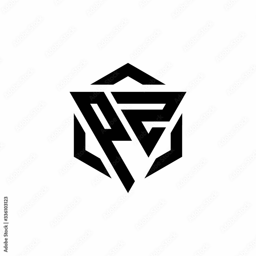PZ Logo monogram with triangle and hexagon modern design template PZ Logo monogram with triangle and hexagon modern design template