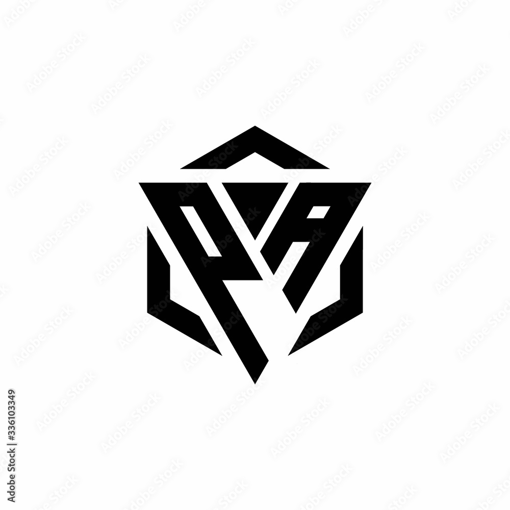 PA Logo monogram with triangle and hexagon modern design template