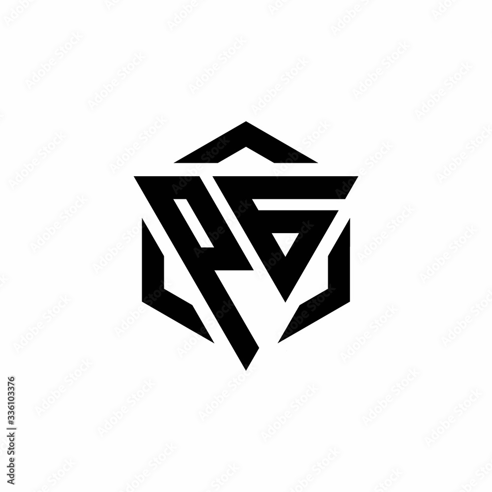 PG Logo monogram with triangle and hexagon modern design template PG Logo monogram with triangle and hexagon modern design template