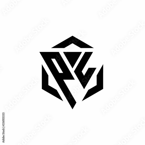 PL Logo monogram with triangle and hexagon modern design template