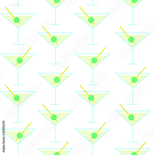 Vector seamless pattern with martini in color. For a menu, banner or wallpaper in a restaurant