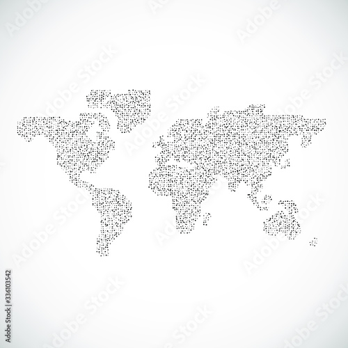 Vector Dotted World Map Background Light and Dark for Illustrator and Powerpoint. Continents: Europe, Asia, Australia, America, Africa