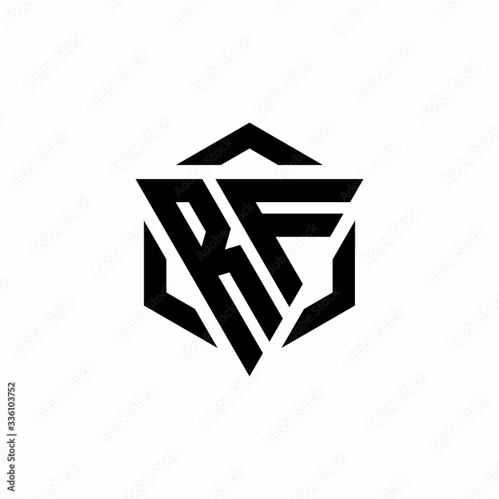 RF Logo monogram with triangle and hexagon modern design template RF Logo monogram with triangle and hexagon modern design template