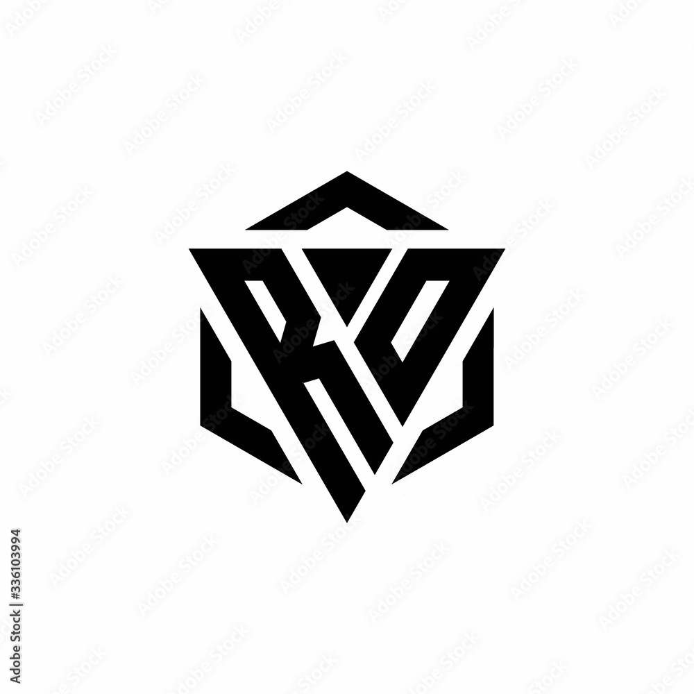 RO Logo monogram with triangle and hexagon modern design template RO Logo monogram with triangle and hexagon modern design template