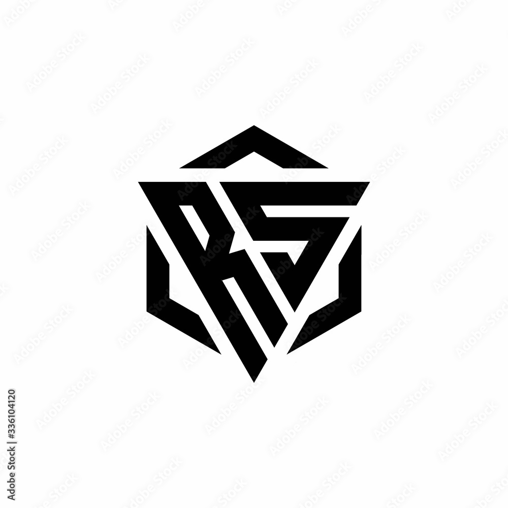 RS Logo monogram with triangle and hexagon modern design template RS Logo monogram with triangle and hexagon modern design template
