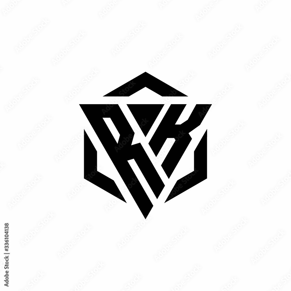 RK Logo monogram with triangle and hexagon modern design template RK Logo monogram with triangle and hexagon modern design template