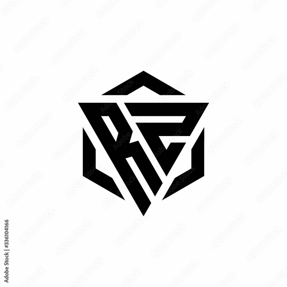 RZ Logo monogram with triangle and hexagon modern design template RZ Logo monogram with triangle and hexagon modern design template