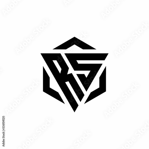 RS Logo monogram with triangle and hexagon modern design template