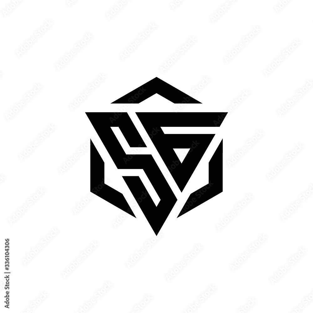 SG Logo monogram with triangle and hexagon modern design template SG Logo monogram with triangle and hexagon modern design template